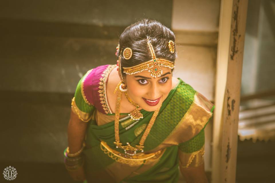 Bride at stairs