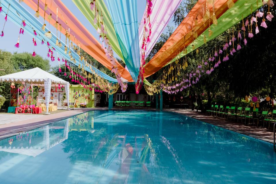 Poolside Haldi Decor