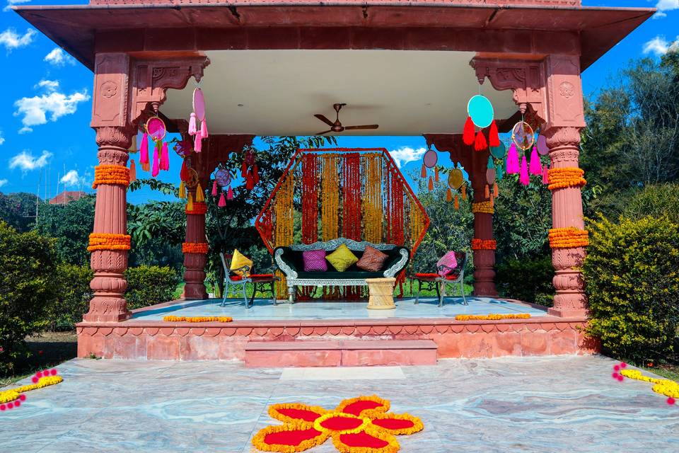 Poolside Haldi Decor