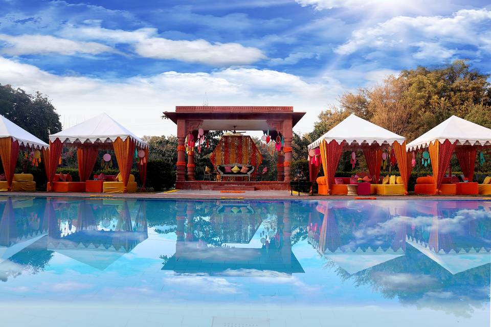 Poolside Haldi Decor