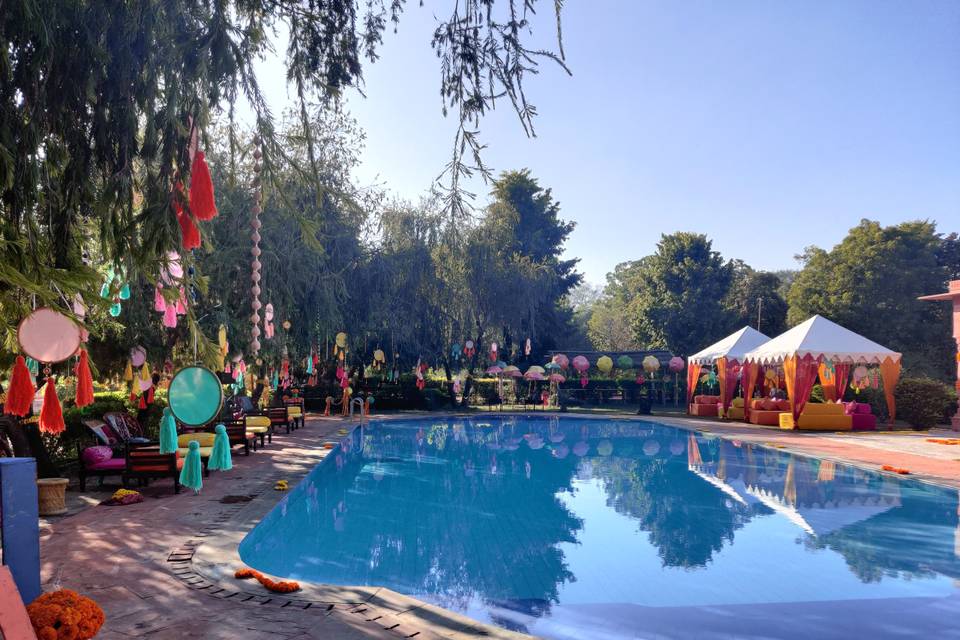 Poolside Haldi Decor