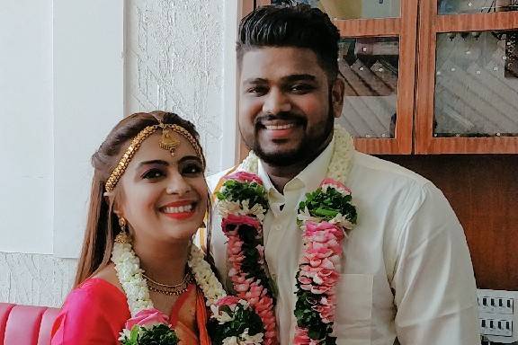 South Indian bride and groom