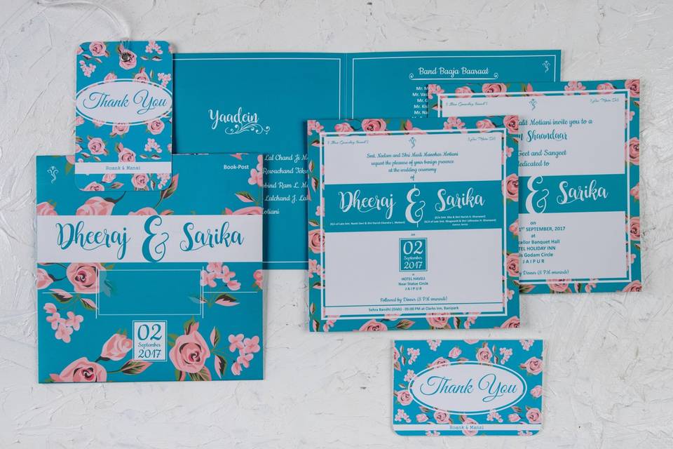 Floral & Turquoise square card