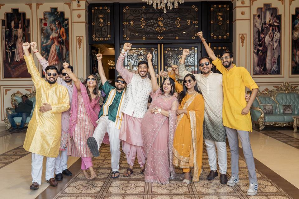Couple with friends
