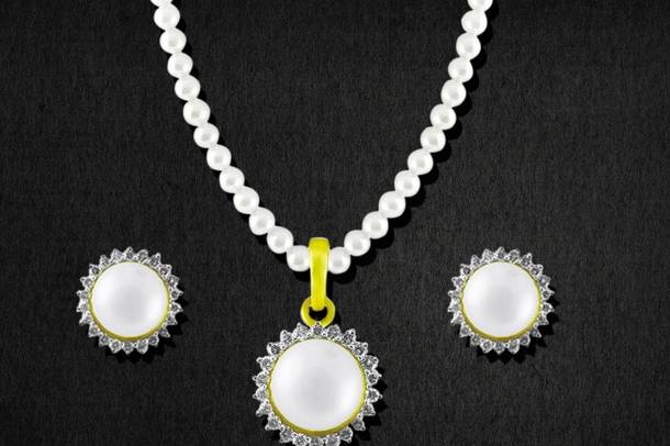 Buy Sri Jagdamba Pearls Clear & Pearl White Alloy Drop Earrings Online At  Best Price @ Tata CLiQ