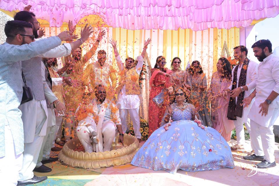 Haldi ceremony with flowers