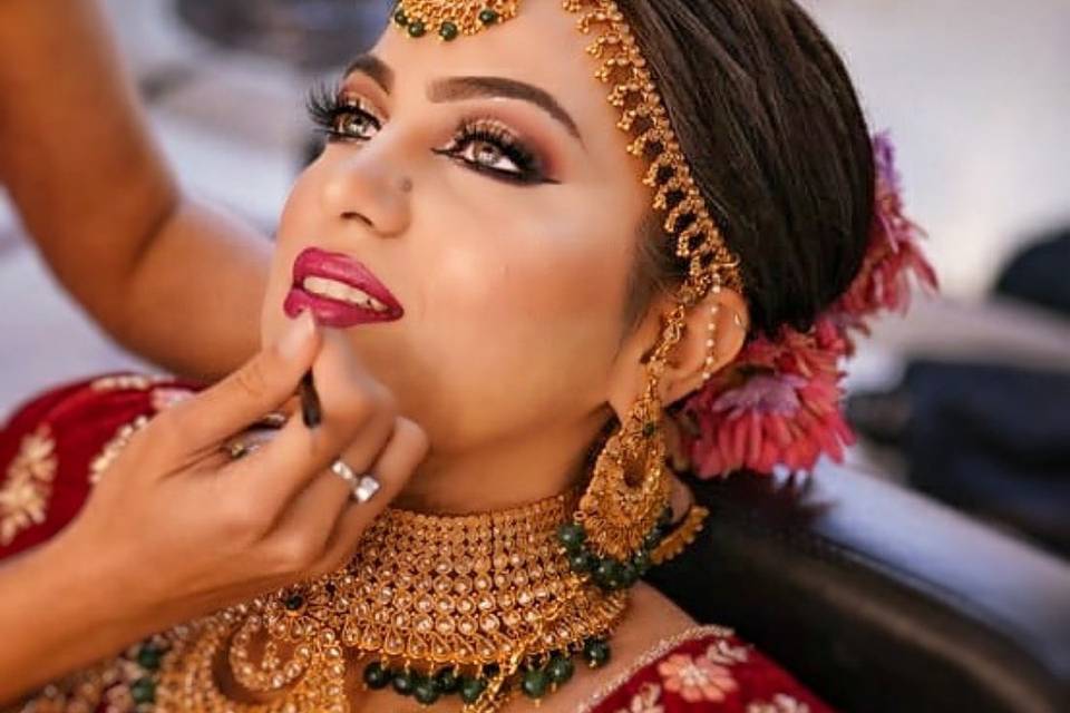 Bridal makeup in progress