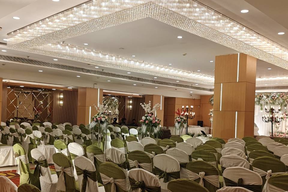 Green white theme seating hall