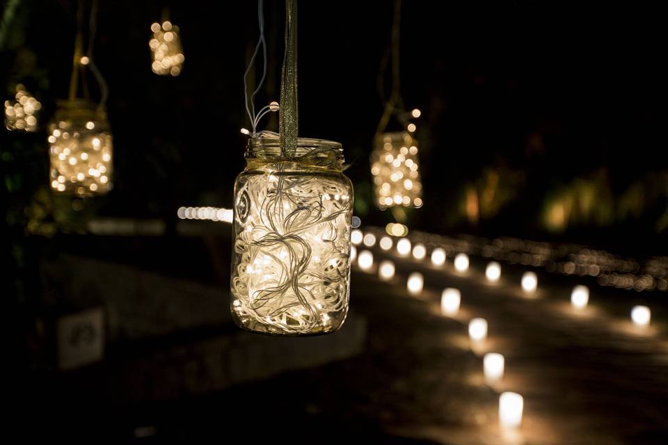 Jars with mirchi lights