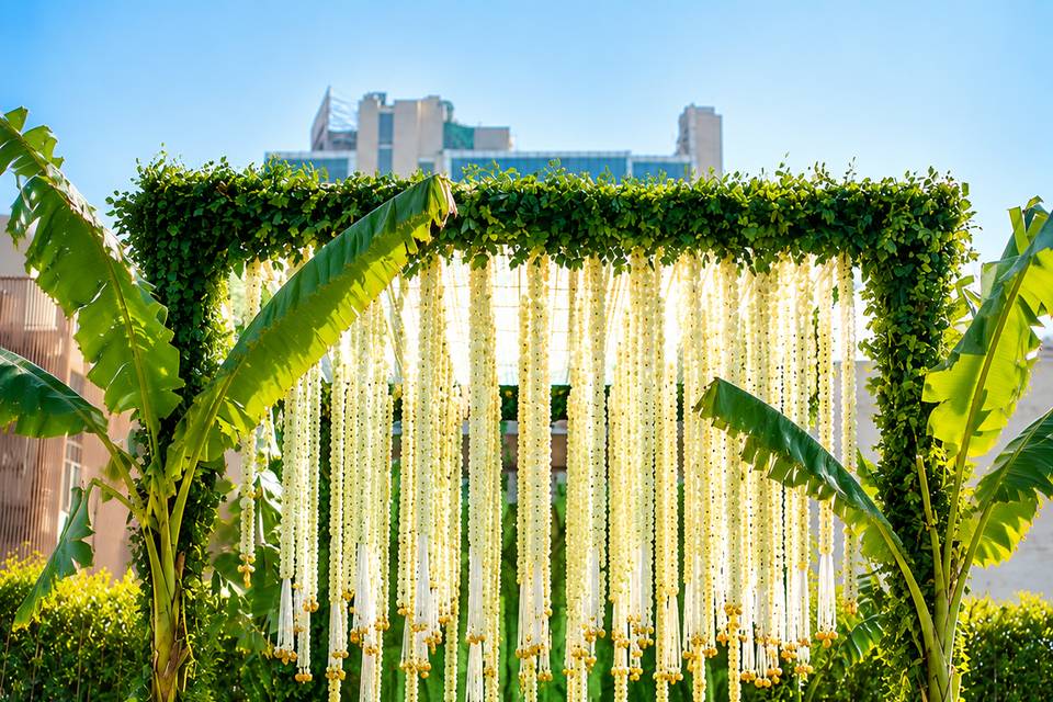 Lawn area mandap decor