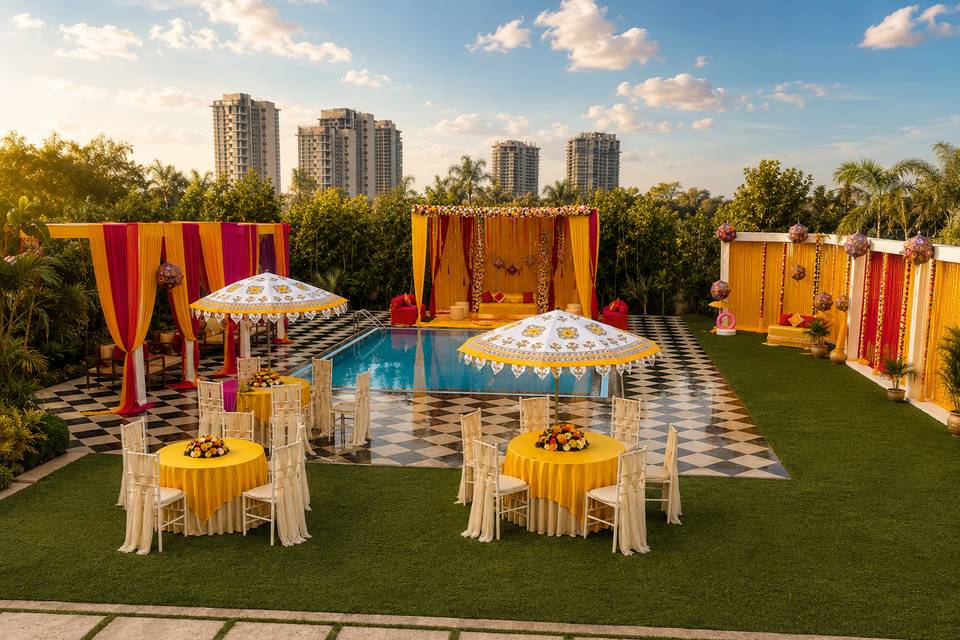 Mehandi Ceremony Pool Decor