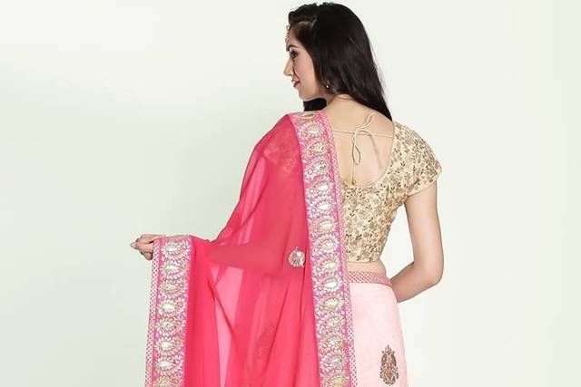 Sequined Mauve Georgette Lehenga – Meena Bazaar