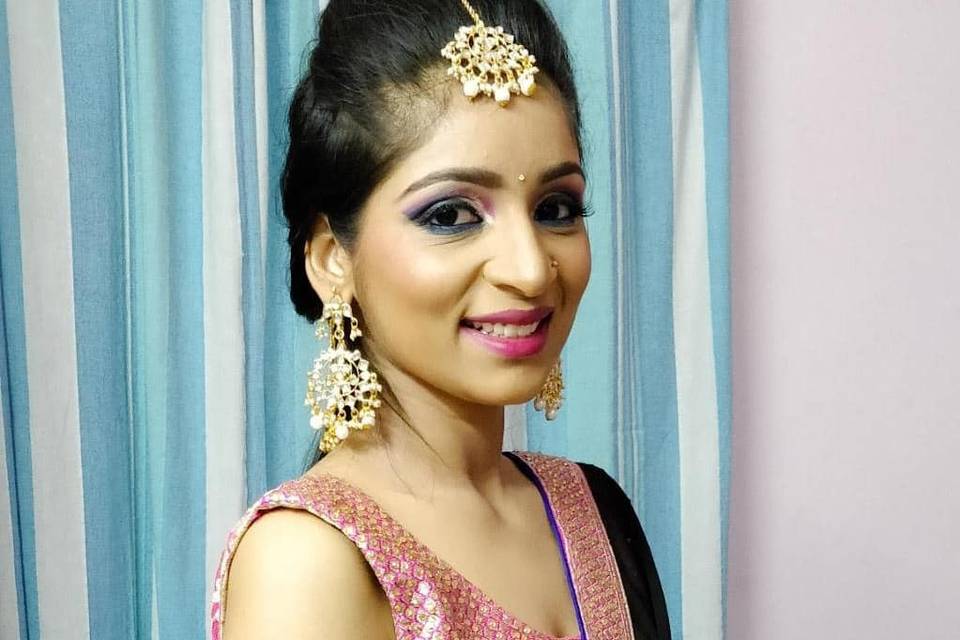 Party Makeup Saree draping
