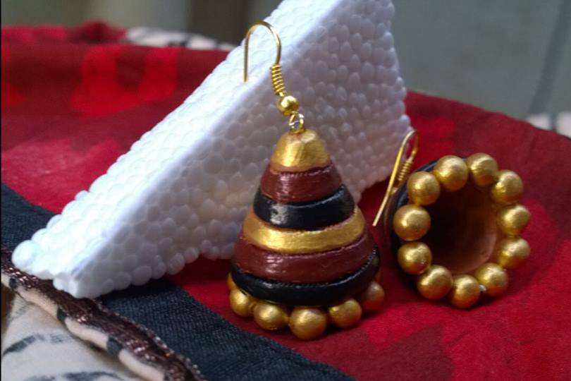 Black, Red & Gold terracotta earrings