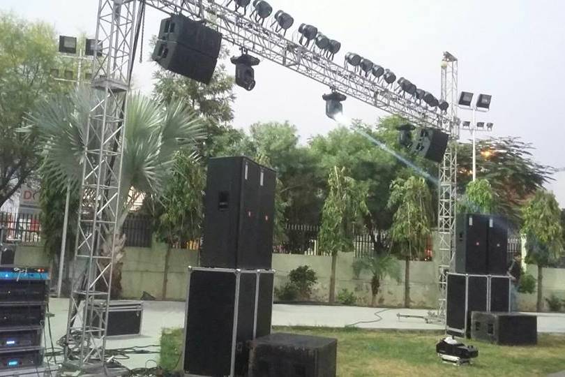 Sound and lighting setup