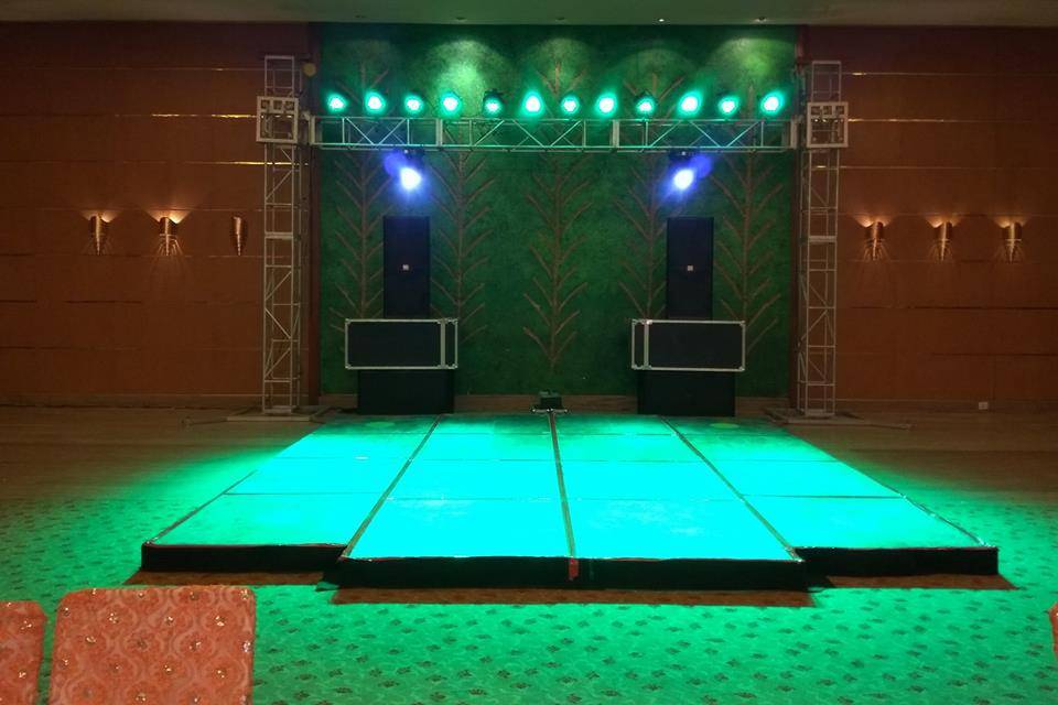 Sound and lighting setup