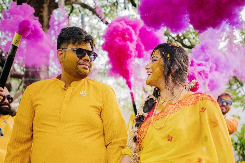 Haldi bride groom entry