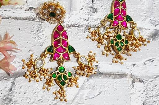 Pristi Gold Earrings Diamond & Ruby – Juvetti