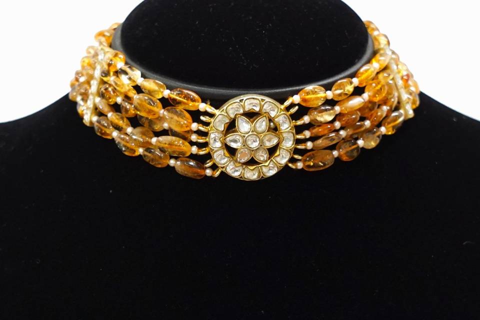 Citrine Kundan Inlay Chokar