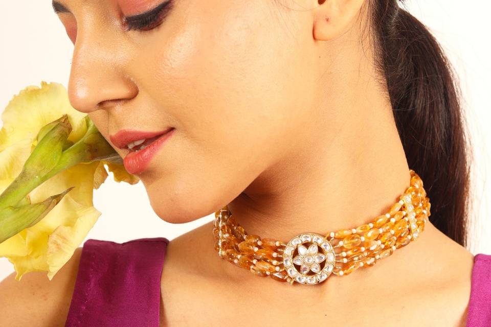 Citrine Kundan Inlay Chokar