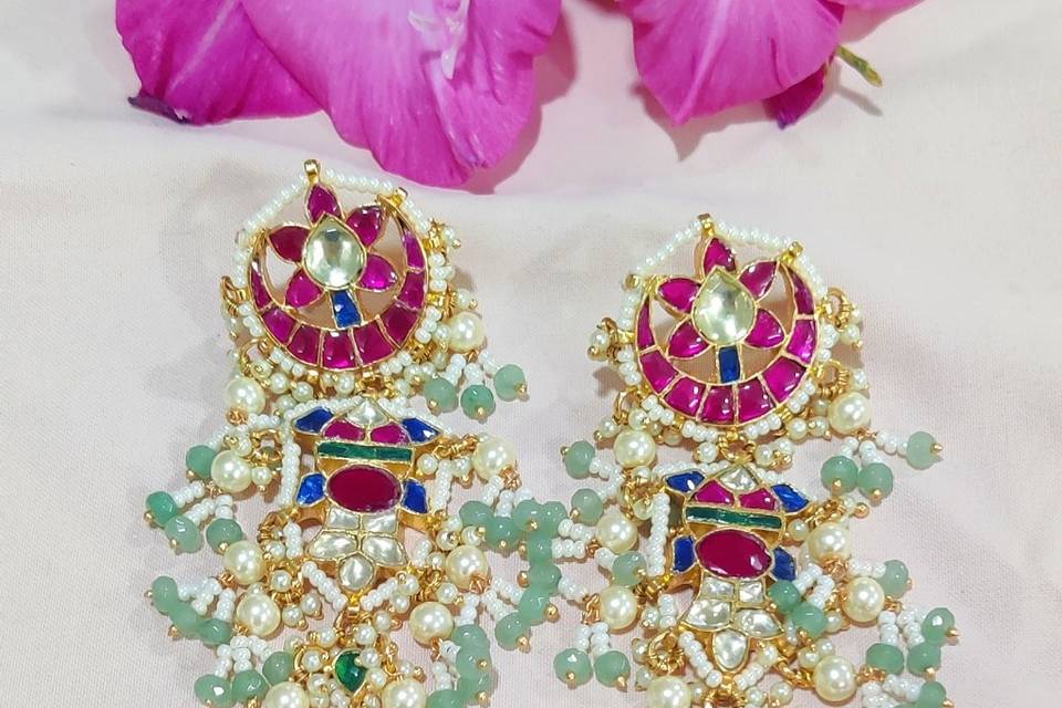 Pachi Kundan Jhumka Imitation