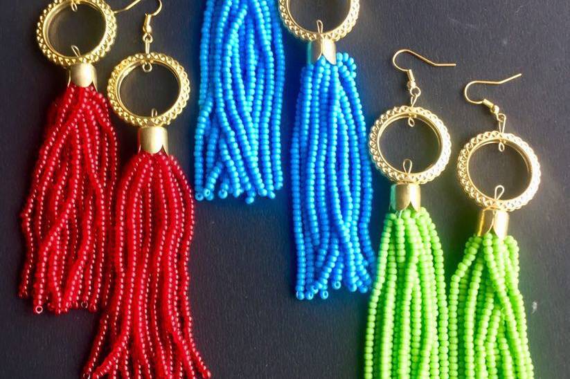 Beaded tassel earrings