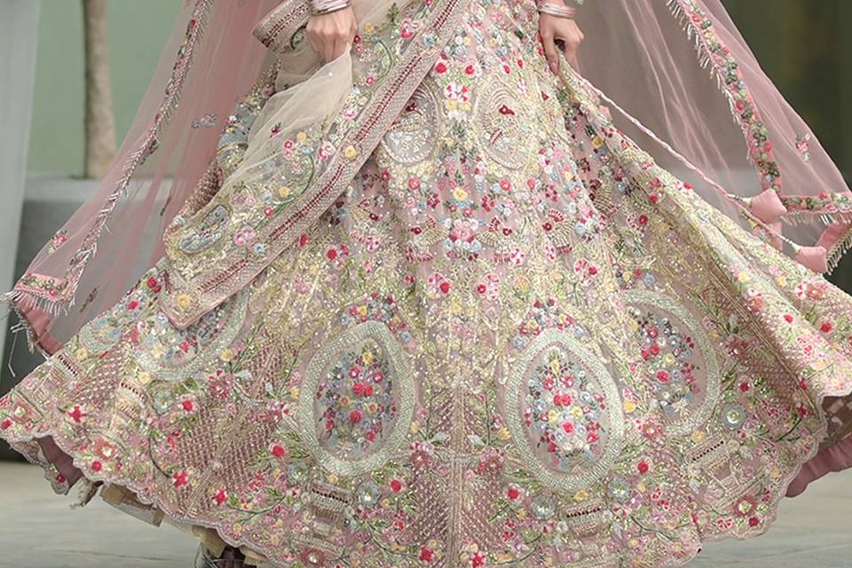 Pink Bridal Lehenga on Rent