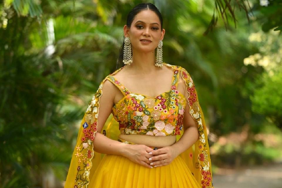 Yellow haldi look on rent