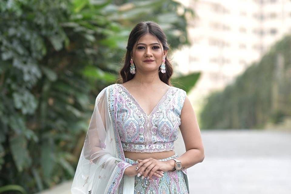 Multi colour lehenga on rent