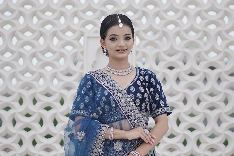Designer blue lehenga on rent