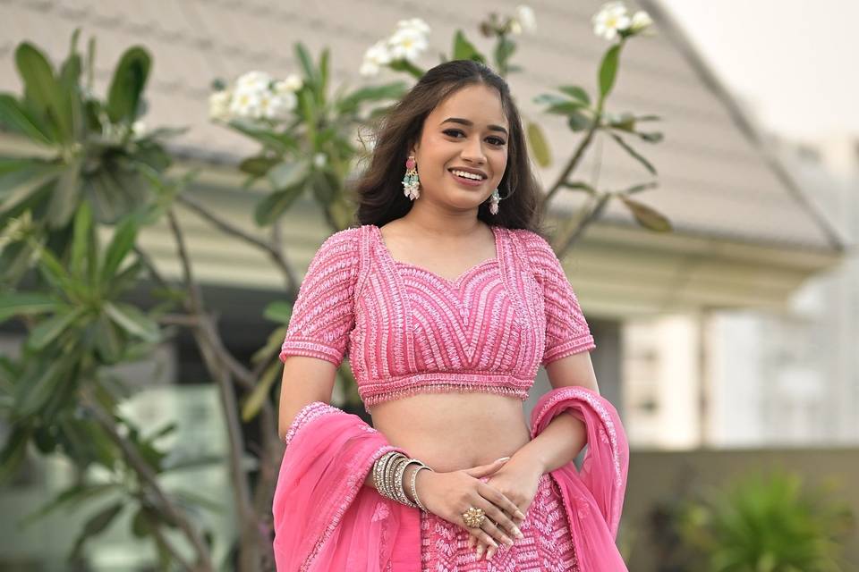 Pink lehenga on rent