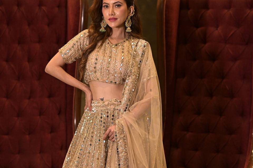 Golden designer sangeet look