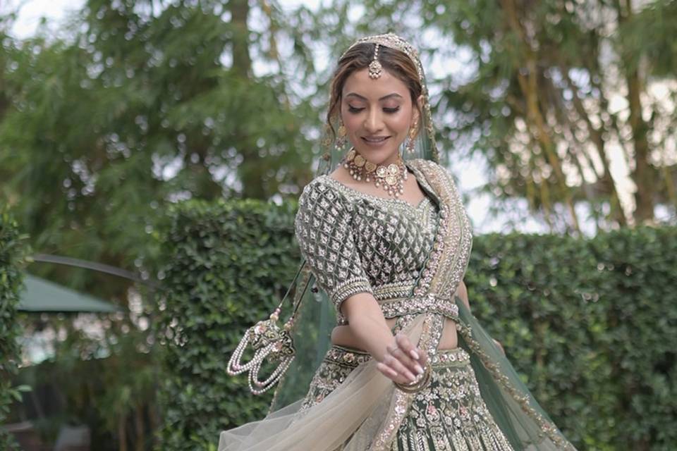 Kalki green lehenga on rent