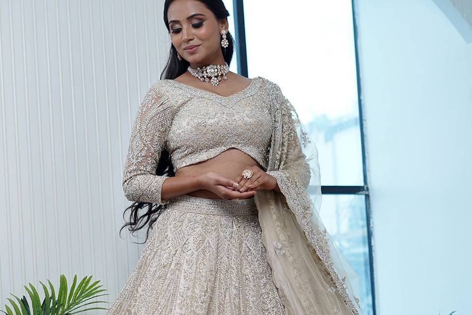 Ivory lehenga on rent