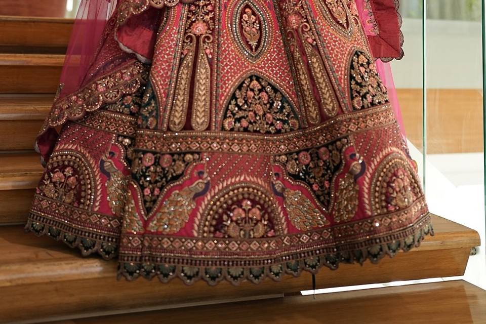 Multicolour lehenga on Rent