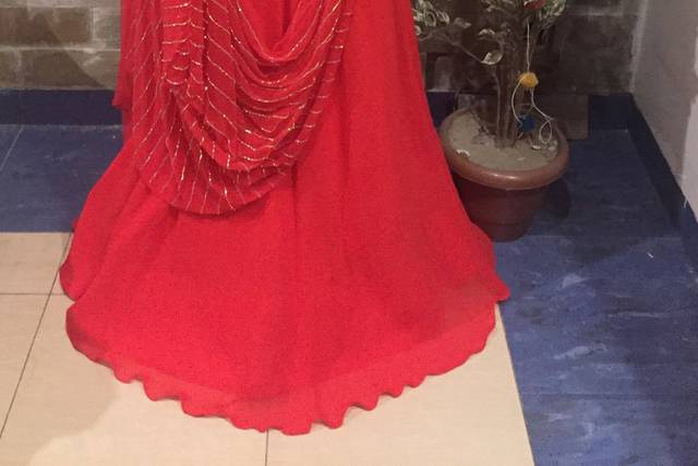 Red stylised anarkali