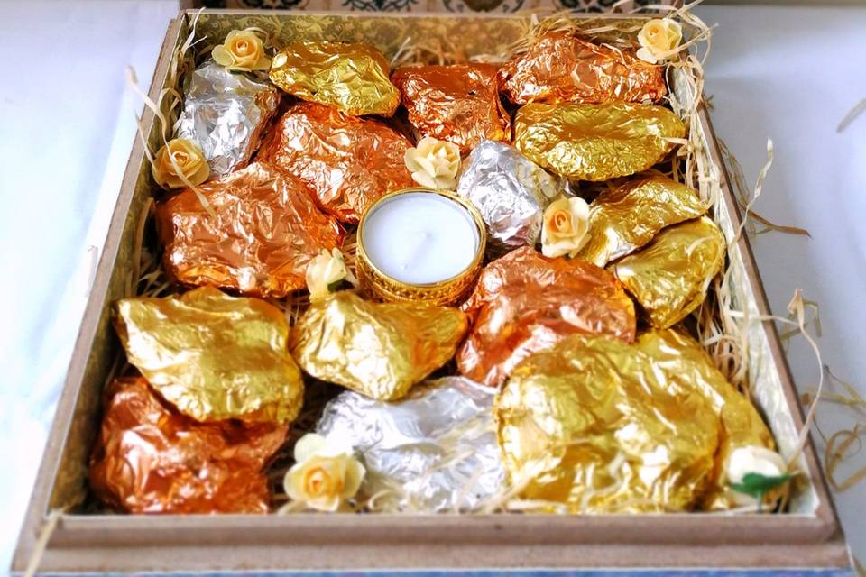 Chocolate rocks in a box