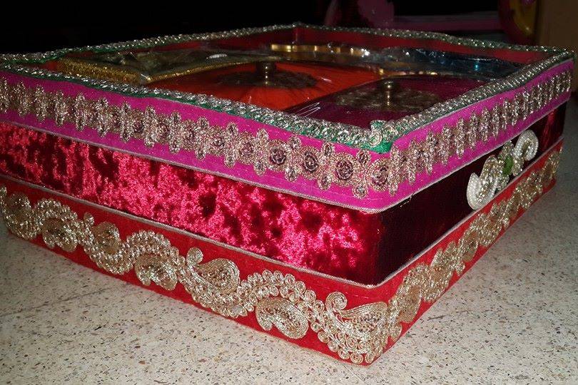 Crafting this trousseau trunk set dipped in a bridal red