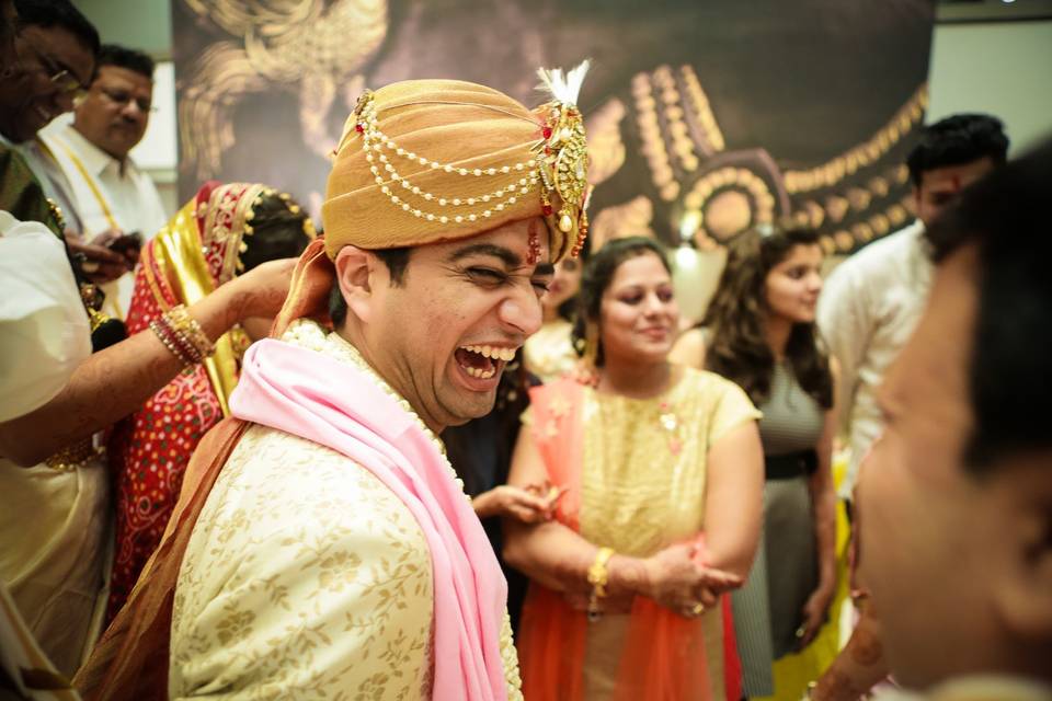 The groom in laughter
