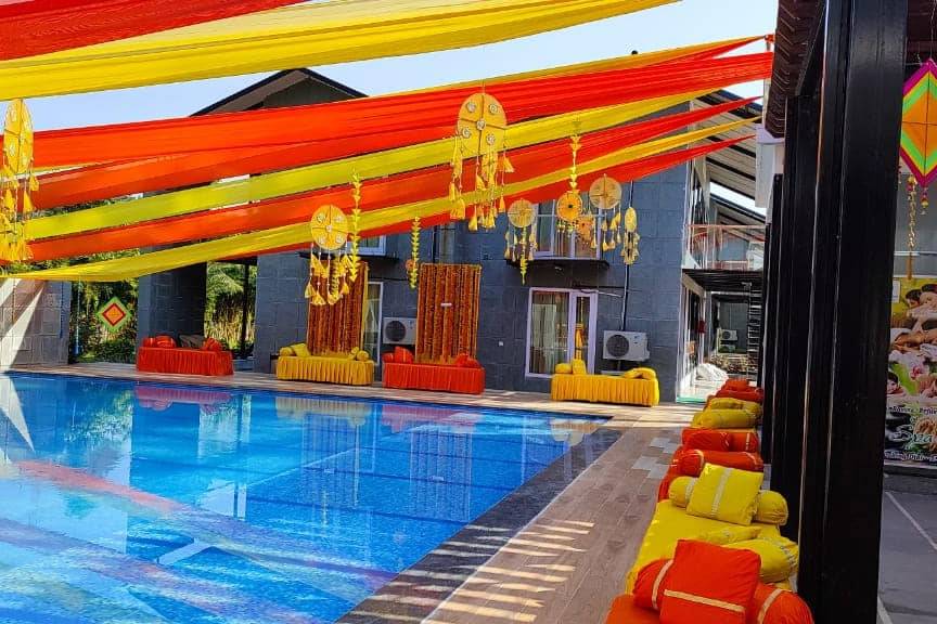 Haldi decor at pool