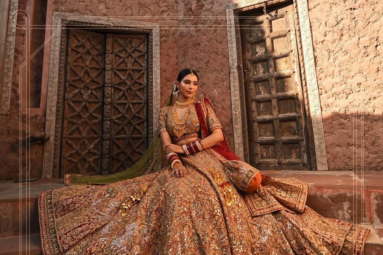 Georgette Unstitched Bridal Lehenga With Sherwani at best price in Ludhiana