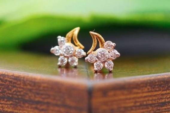 Buy Waman Hari Pethe Jewellers 18k Rose Gold & Diamond Earrings Online At  Best Price @ Tata CLiQ