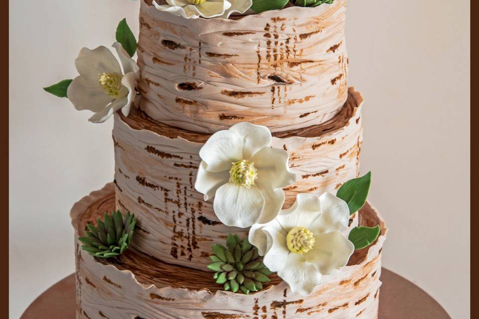 A birch tree rustic cake