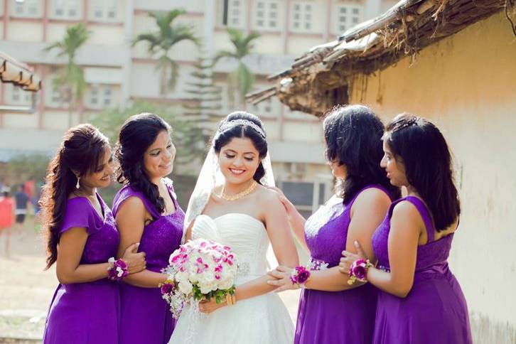 Bride and bridesmaids