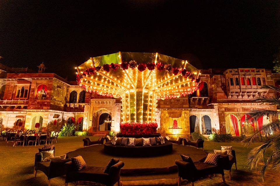 Sangeet setup Red and Gold