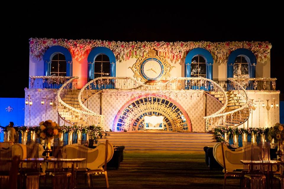 Red & Gold Sangeet Stage