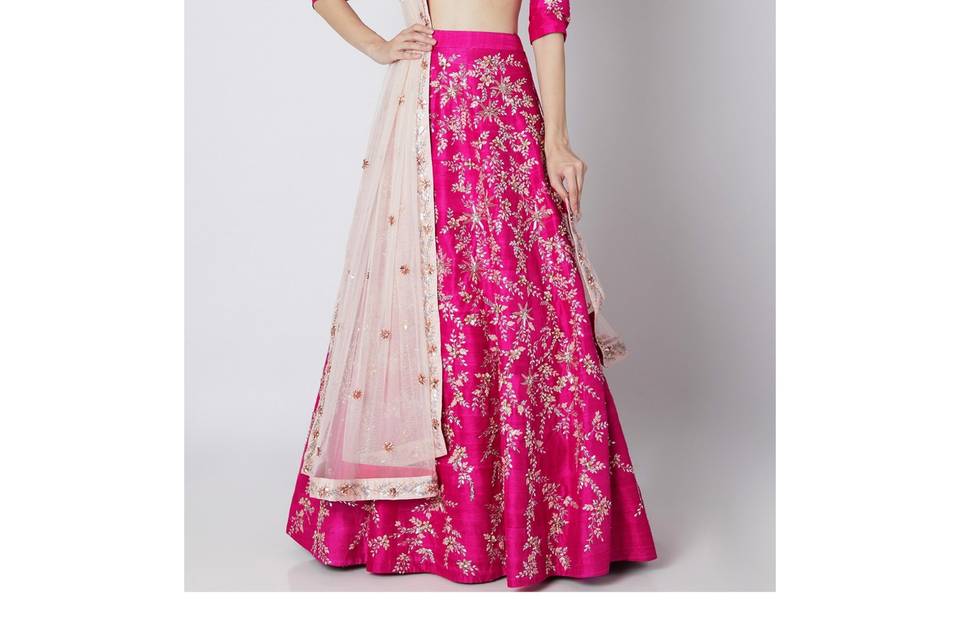 Fuchsia pink bridal lehnga