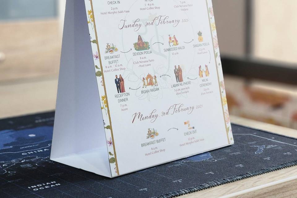 Wedding Itinerary Table Top