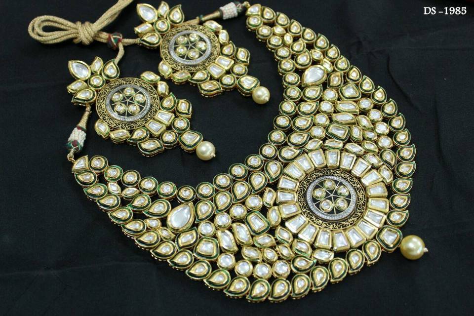 Buy Bridal Necklace Set Victorian Polki Kundan Online