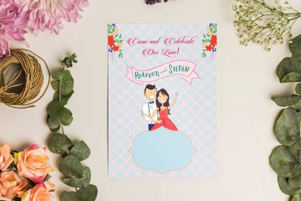 Illustrated wedding invite